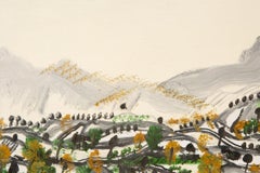 PengFei Yan Landscape Original Oil On Canvas "Yellow And Green"