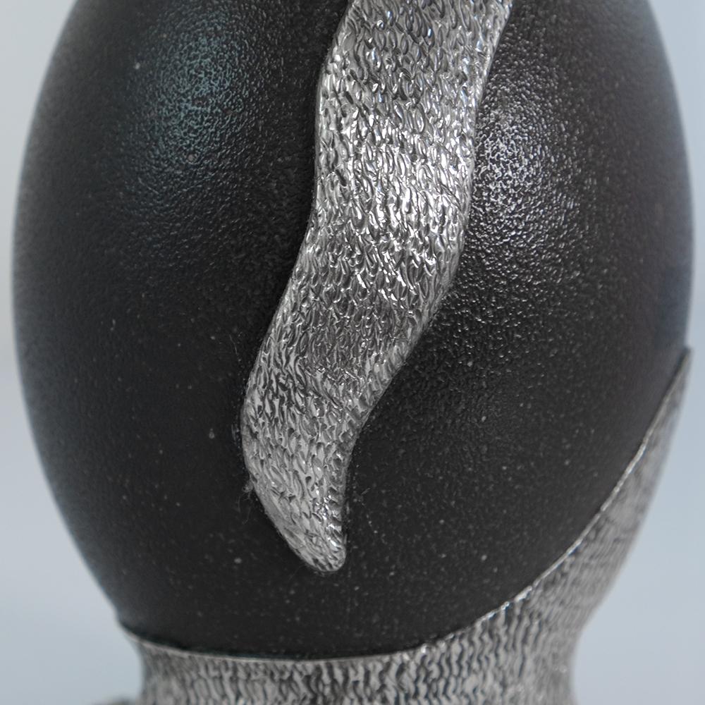 Hammered Penguin by Alcino Silversmith Handcrafted in Sterling Silver with Emu Egg For Sale