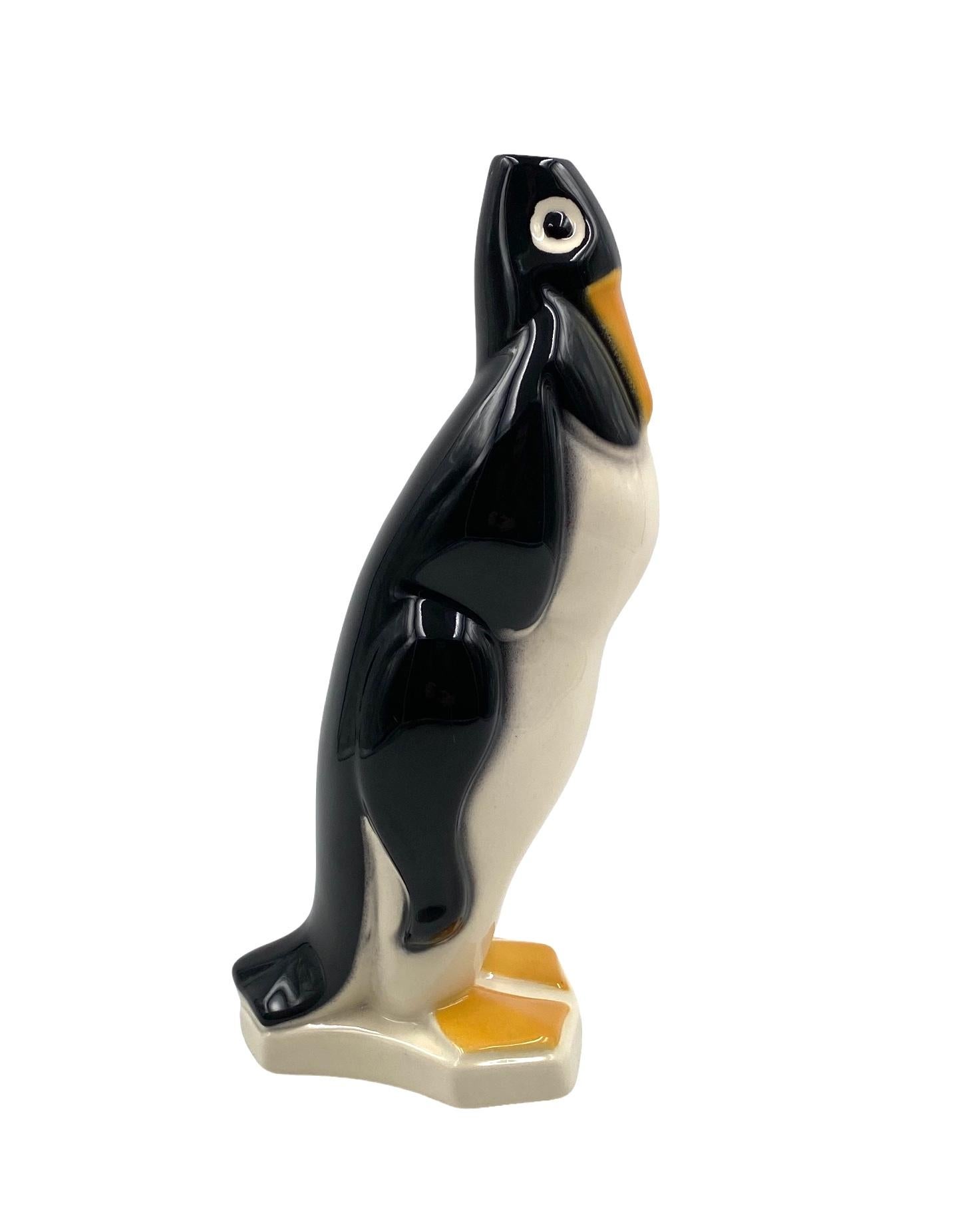 Penguin ceramic solifleur vase, Saint Clement France 1920s For Sale 7