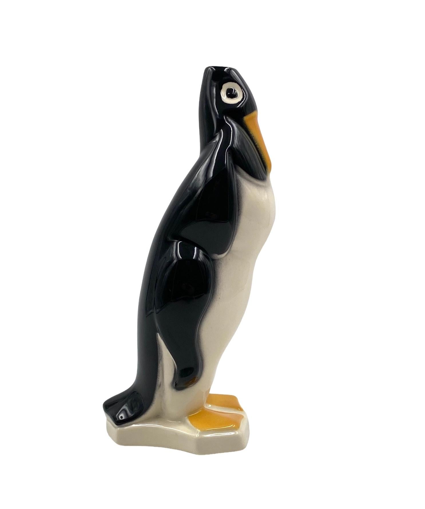 Penguin ceramic solifleur vase, Saint Clement France 1920s For Sale 8