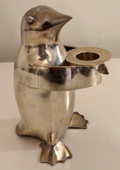 Penguin Chrome Metal Paperweight Shelf Decor Art Deco Style