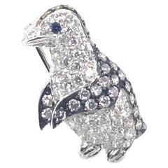 Penguin Diamond Pin Platinum