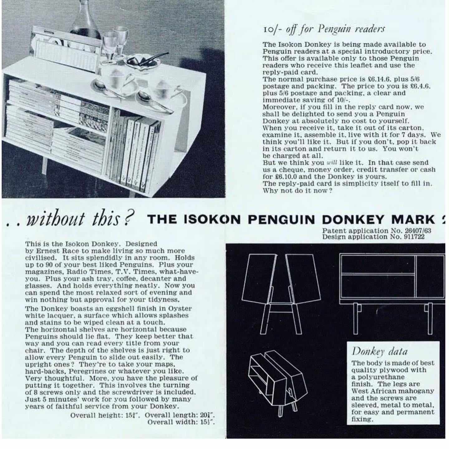 Penguin Donkey Mark II Petite Bookcase Table by Ernest Race for Isokon, 1963 4