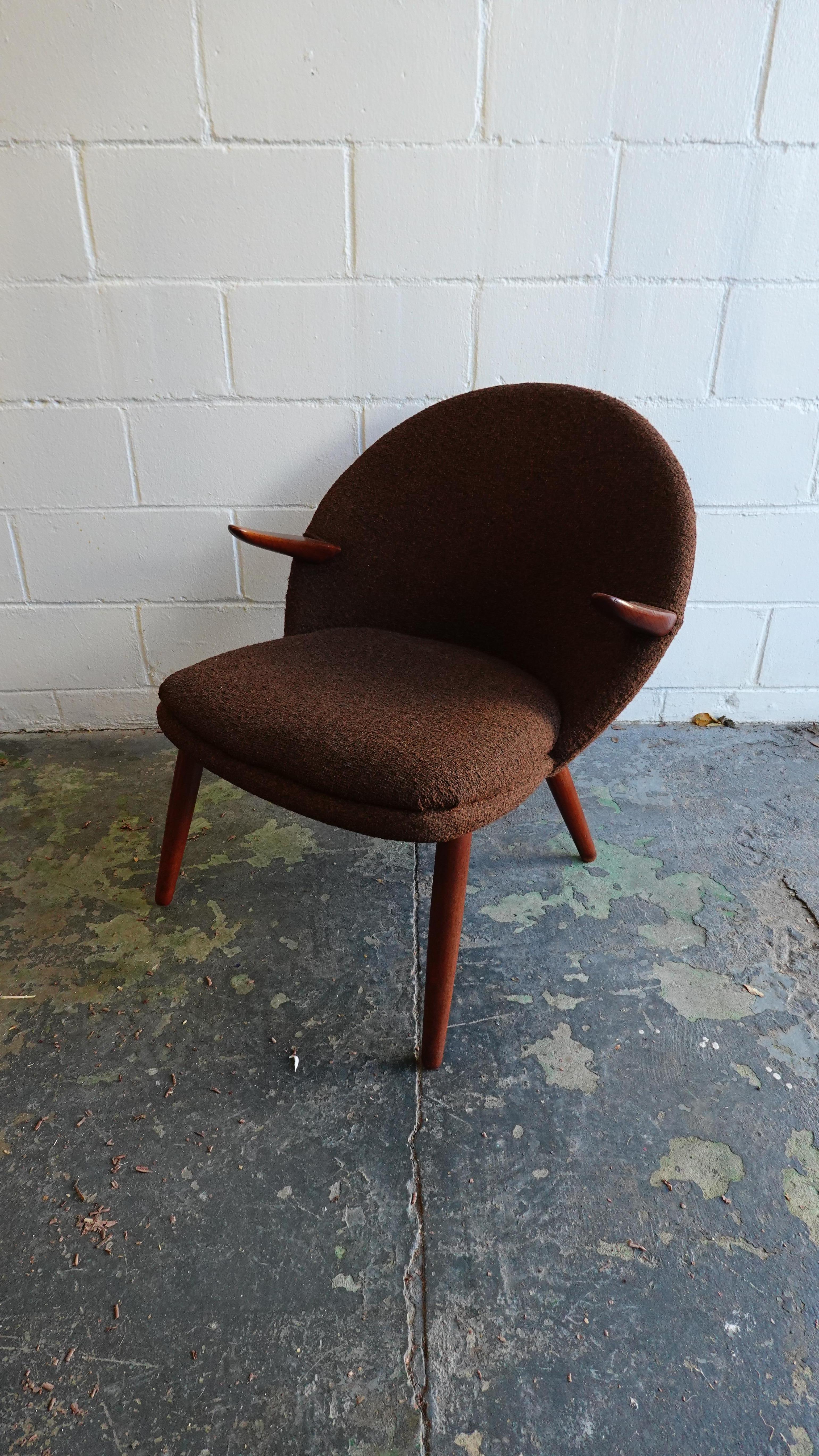 Danish 'Penguin' Easy Chair by Kurt Olsen in Teak & Wool for Gloastrup Møbelfabrik For Sale
