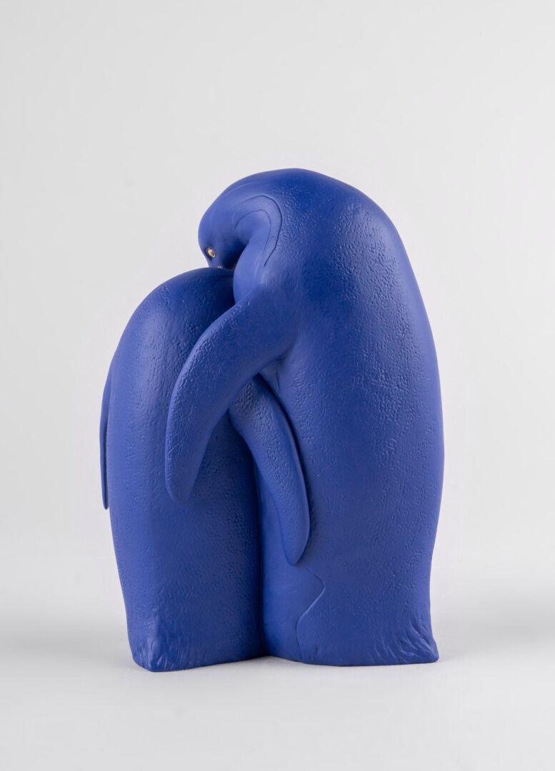 Contemporary Lladró Penguin Family Sculpture, Limited Edition, Blue and Gold For Sale