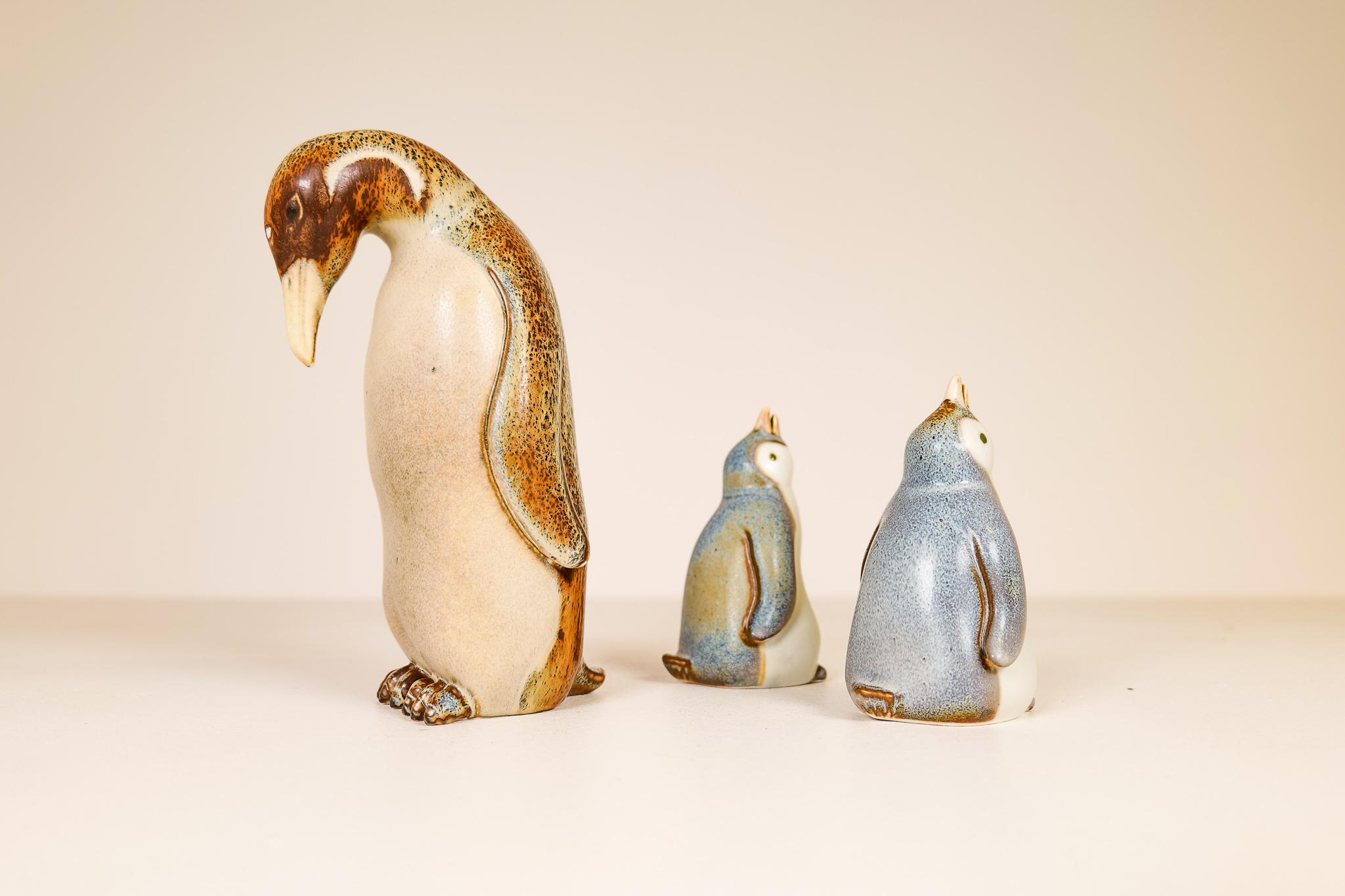 Mid-Century Modern Midcentury Modern Penguin Family Set of 3 Rörstrand Gunnar Nylund Sweden