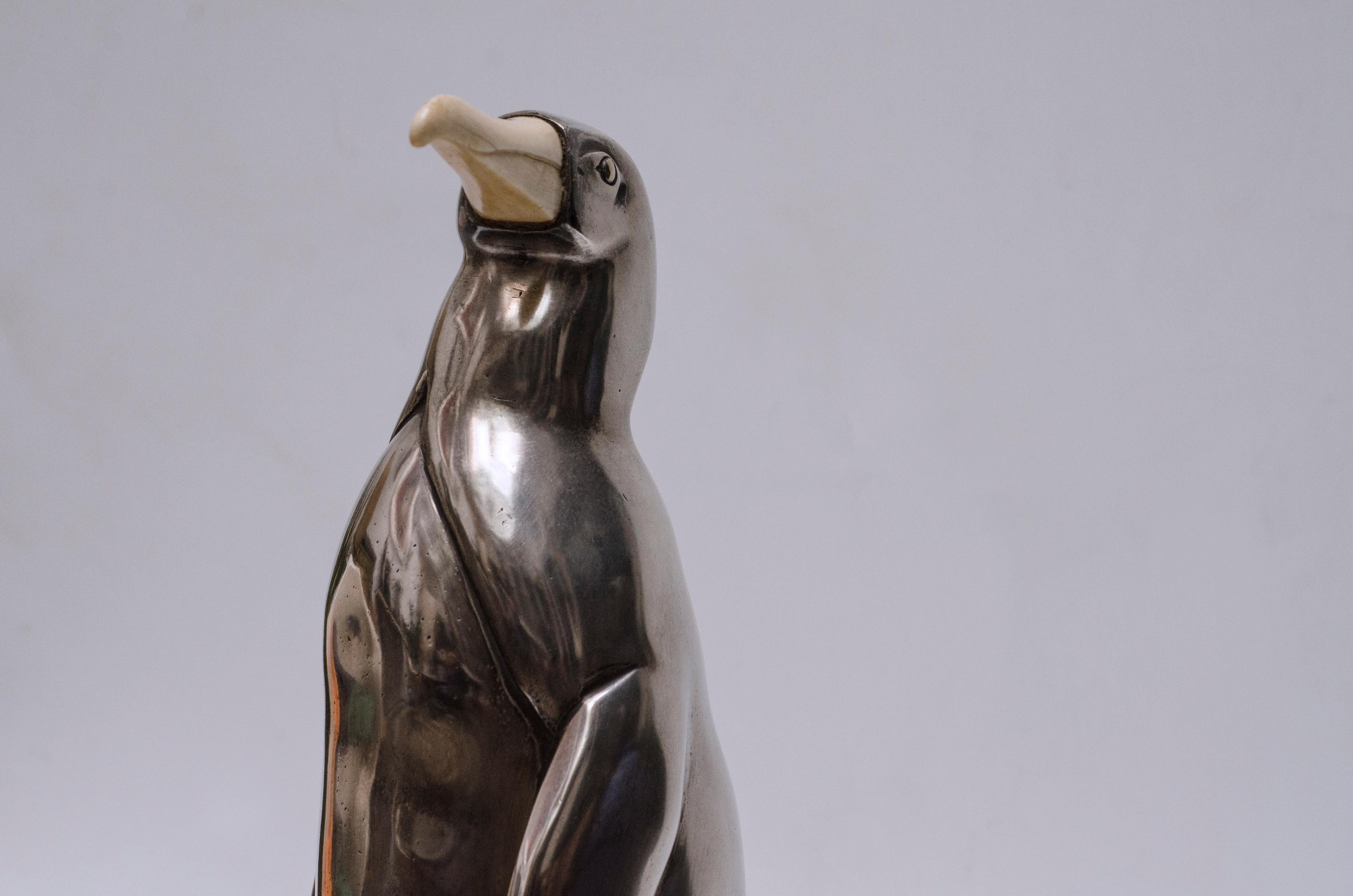 Art Deco Penguin iluminated sculpture by Marcel André Bouraine For Sale