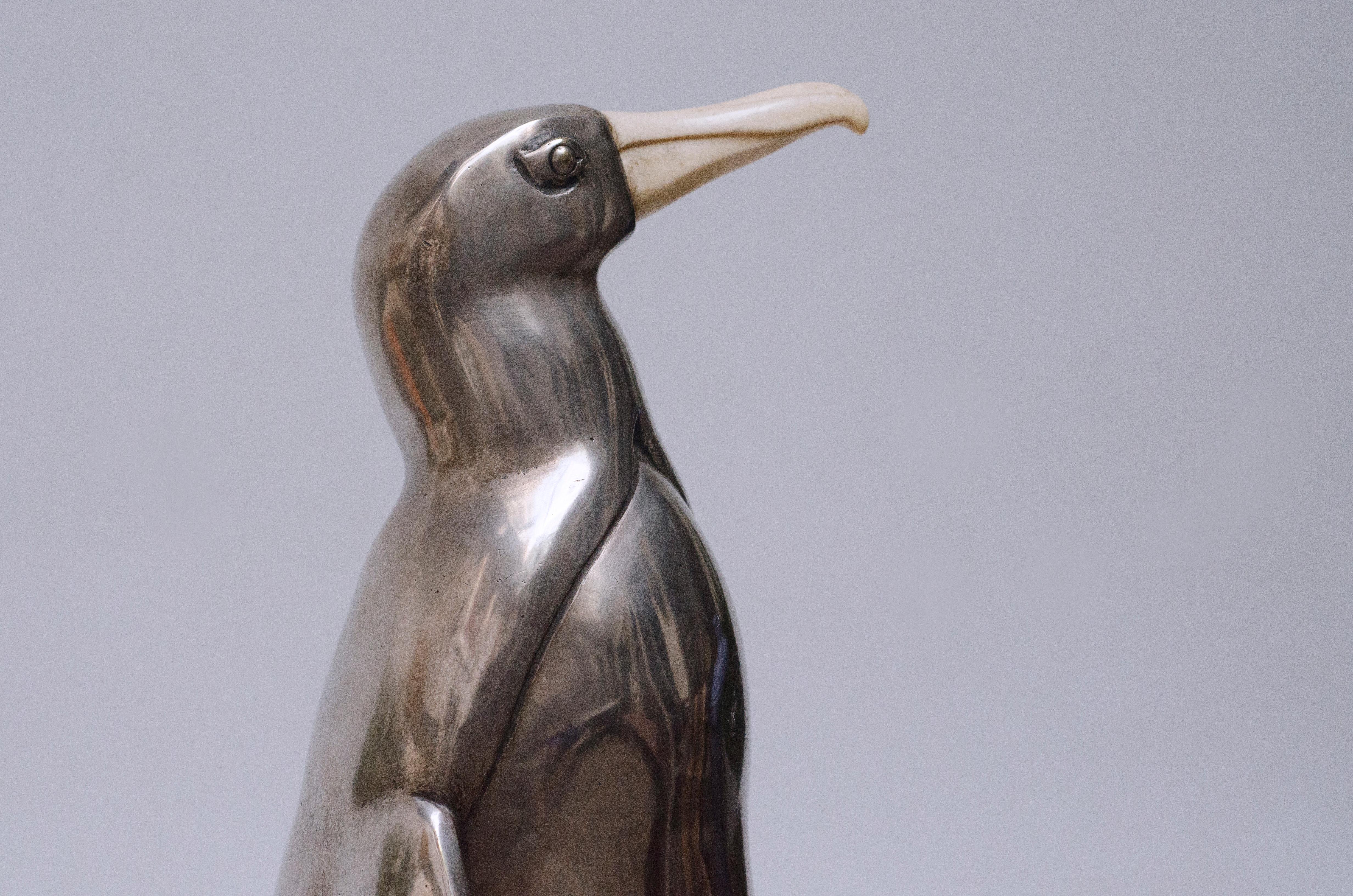 French Penguin iluminated sculpture by Marcel André Bouraine For Sale