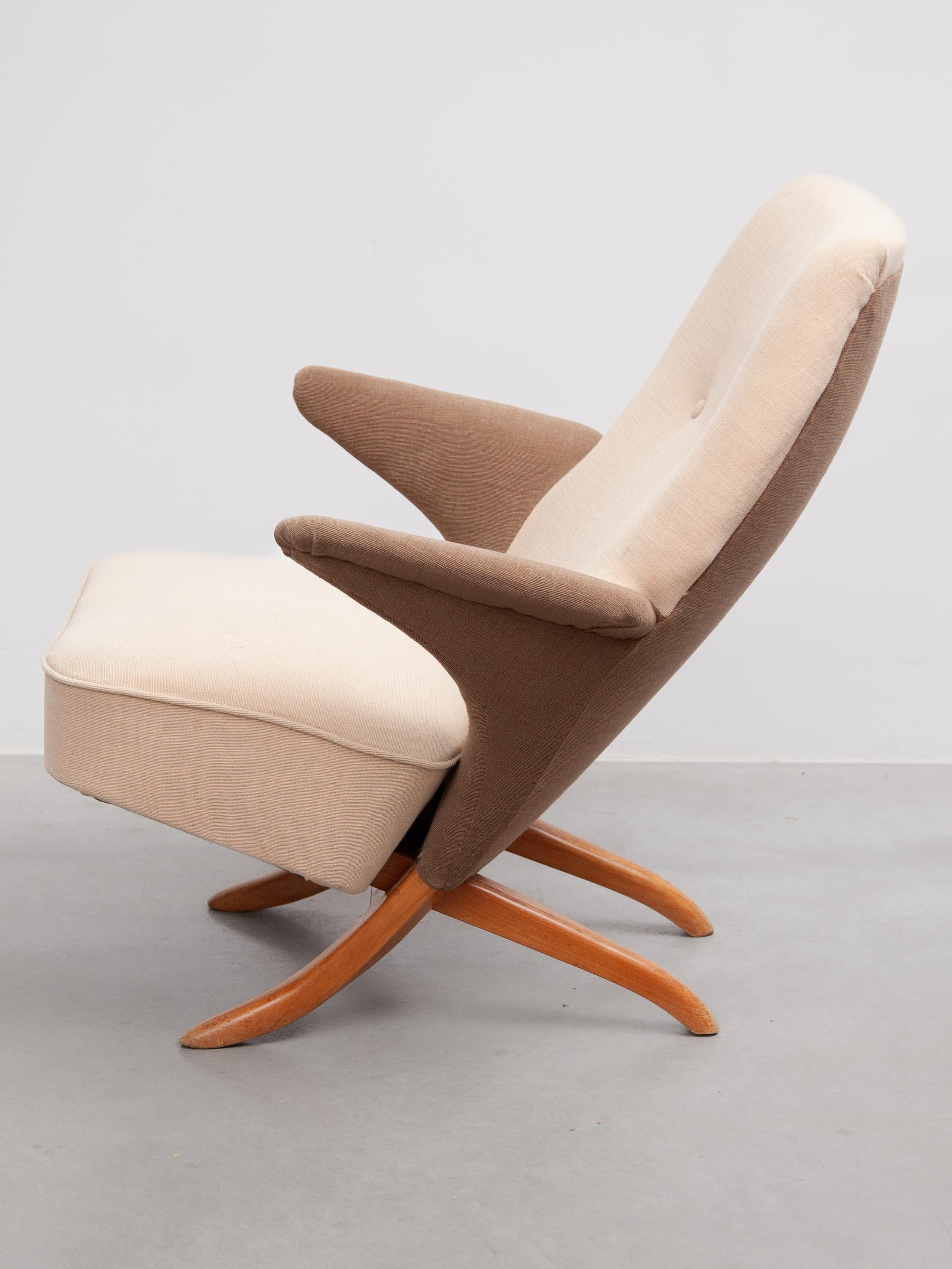 Wood Penguin Lounge Arm Chair by Theo Ruth for Dutch Manufacturer Artifort For Sale