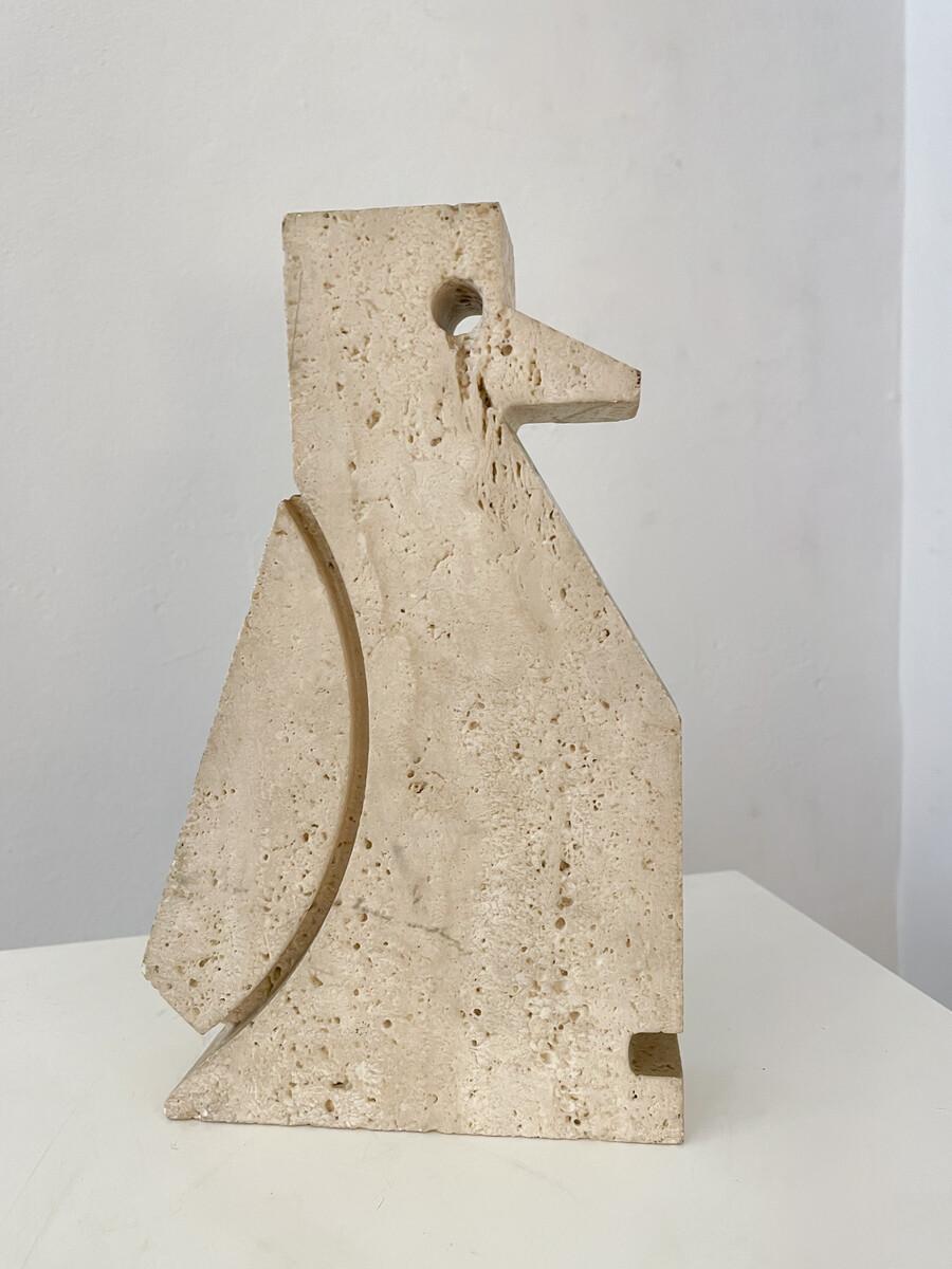 Penguin Travertine Sculpture by Fratelli Mannelli, Italy,  1970s In Good Condition For Sale In Brussels, BE