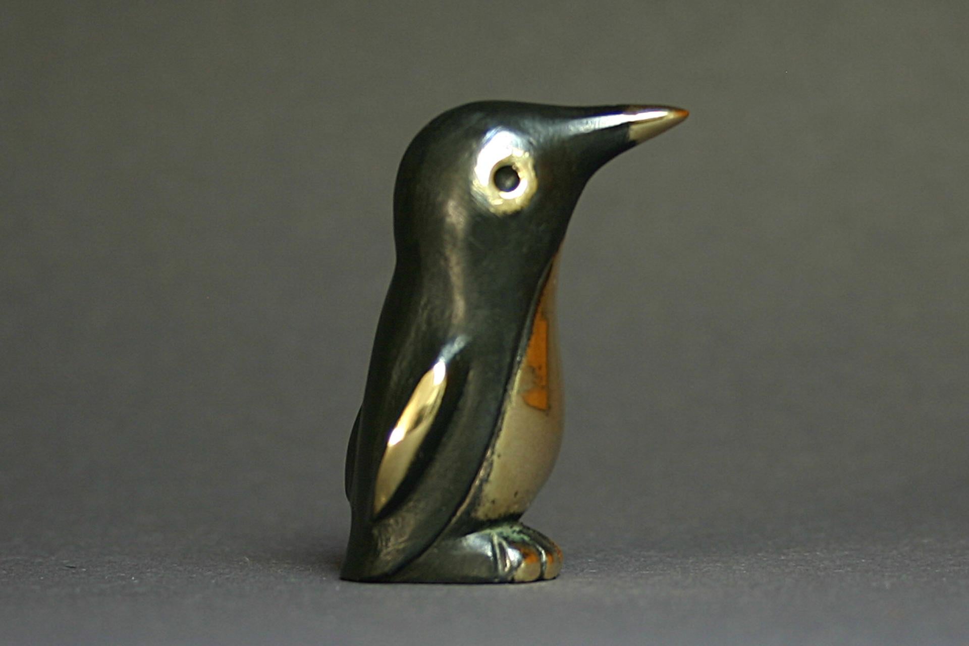 Patinated PENGUIN Walter Bosse figurines brass patinated new Vienna Austria TALISMAN