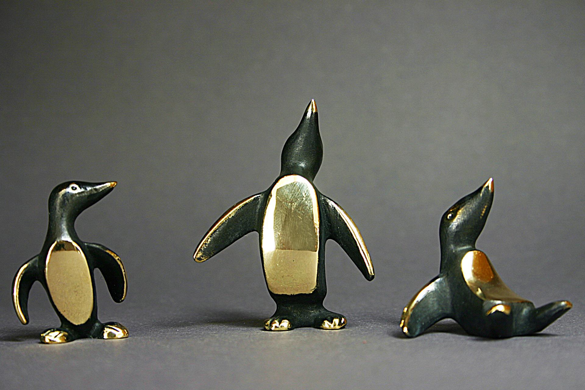 Brass PENGUIN Walter Bosse figurines brass patinated new Vienna Austria TALISMAN