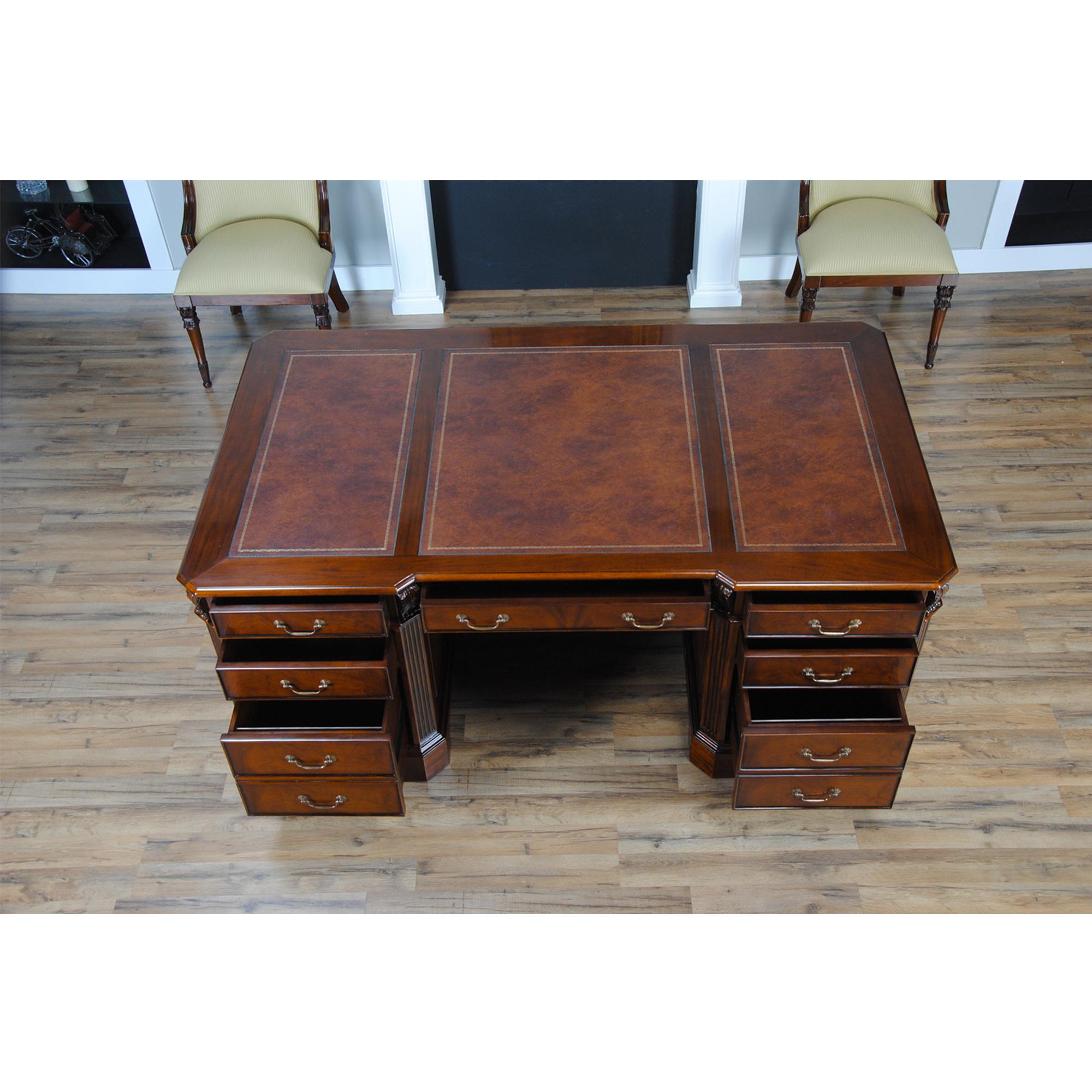 Hand-Carved Penhurst Mahogany Desk For Sale