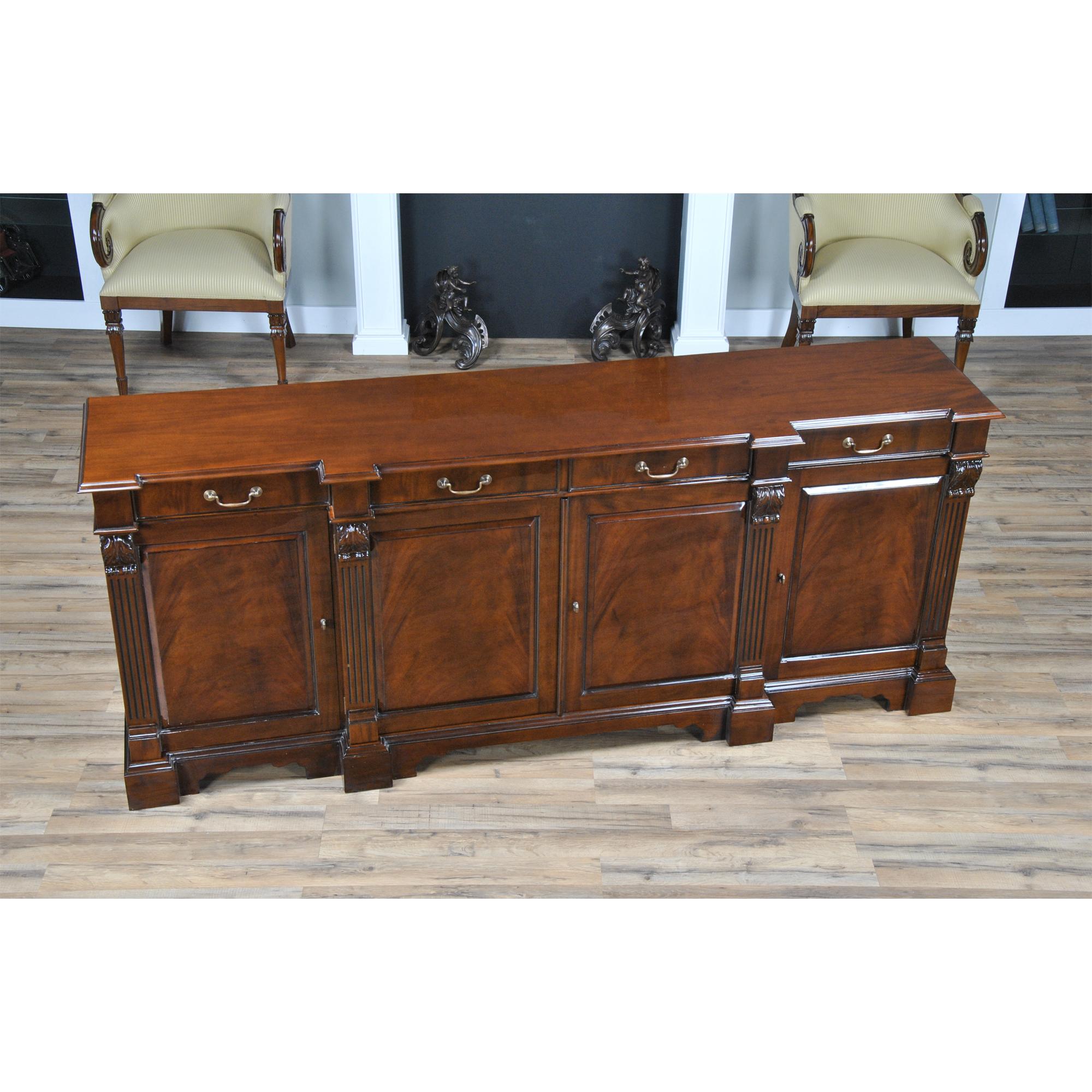 The Penhurst Mahogany Sideboard is a great addition to the dining room or office. A matching china closet and other associated pieces in the Penhurst family allow you to decorate an entire room in this style. The Penhurst Mahogany Sideboard features