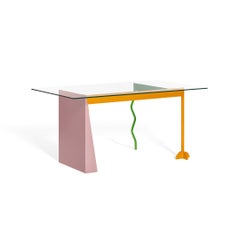 Table d'appoint Peninsula en métal et verre, de Peter Shire pour Memphis Milano Collect.