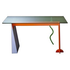 Peninsula Metal and Glass Side Table, by Peter Shire for Memphis Milano Collect.