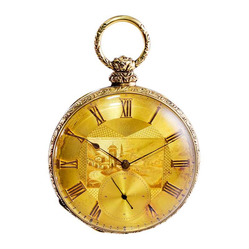 Penlington 18Kt. Solid Gold Keywinding Pocket Watch 1850's Breguet Style In Excellent Condition For Sale In Long Beach, CA