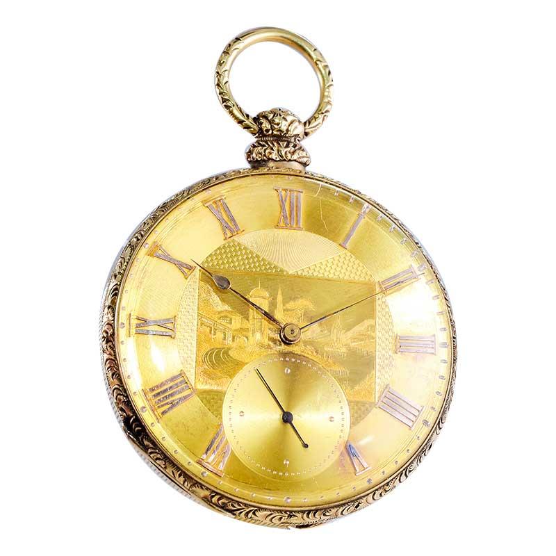 Penlington 18Kt. Solid Gold Keywinding Pocket Watch 1850's Breguet Style In Excellent Condition For Sale In Long Beach, CA