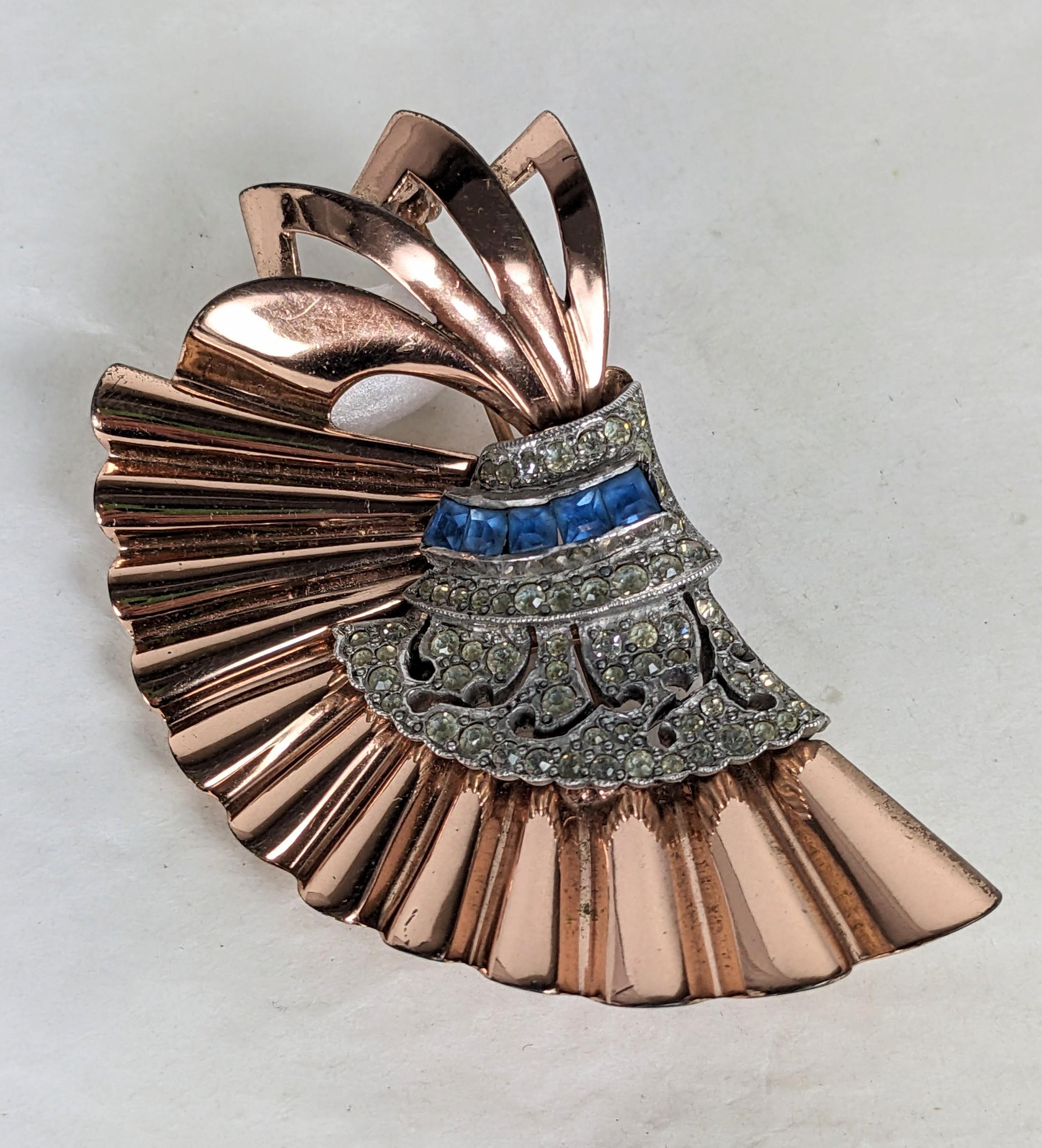 Pennino Pink Gold Vermeil Retro Brooch In Excellent Condition For Sale In New York, NY