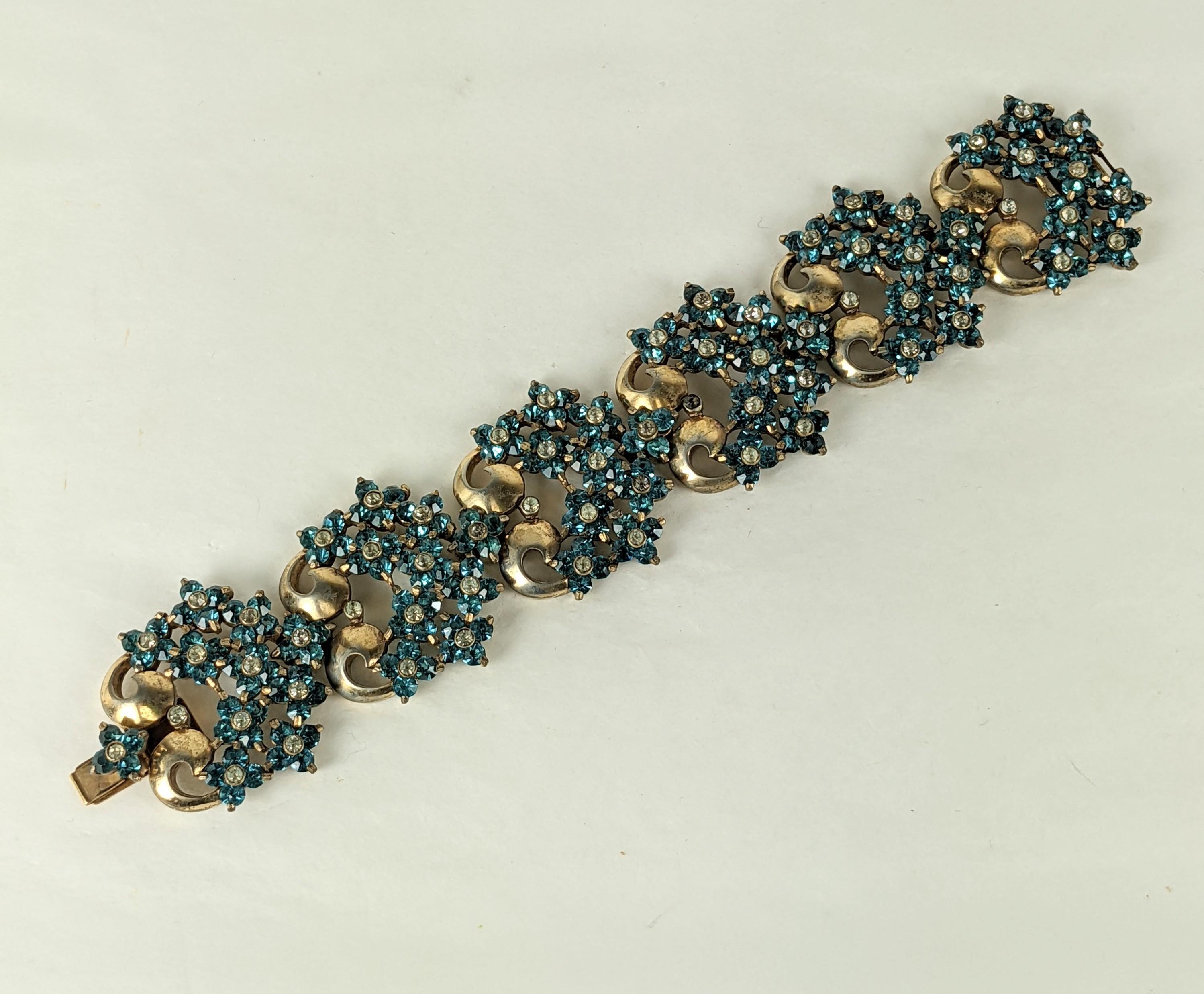 Women's Pennino Retro Aqua Floral Cluster Link Bracelet For Sale