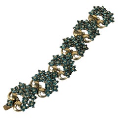 Pennino Retro Aqua Floral Cluster Link Bracelet