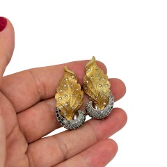 Orecchini a clip firmati PENNINO, vintage, color oro e argento, con strass