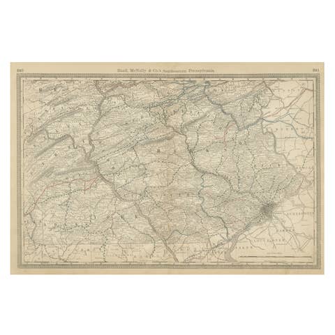 Pennsylvania 1888 Antique Map – The Keystone State, Southeastern Railroads