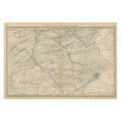 Pennsylvania 1888 Antique Map – The Keystone State, Southeastern Railroads