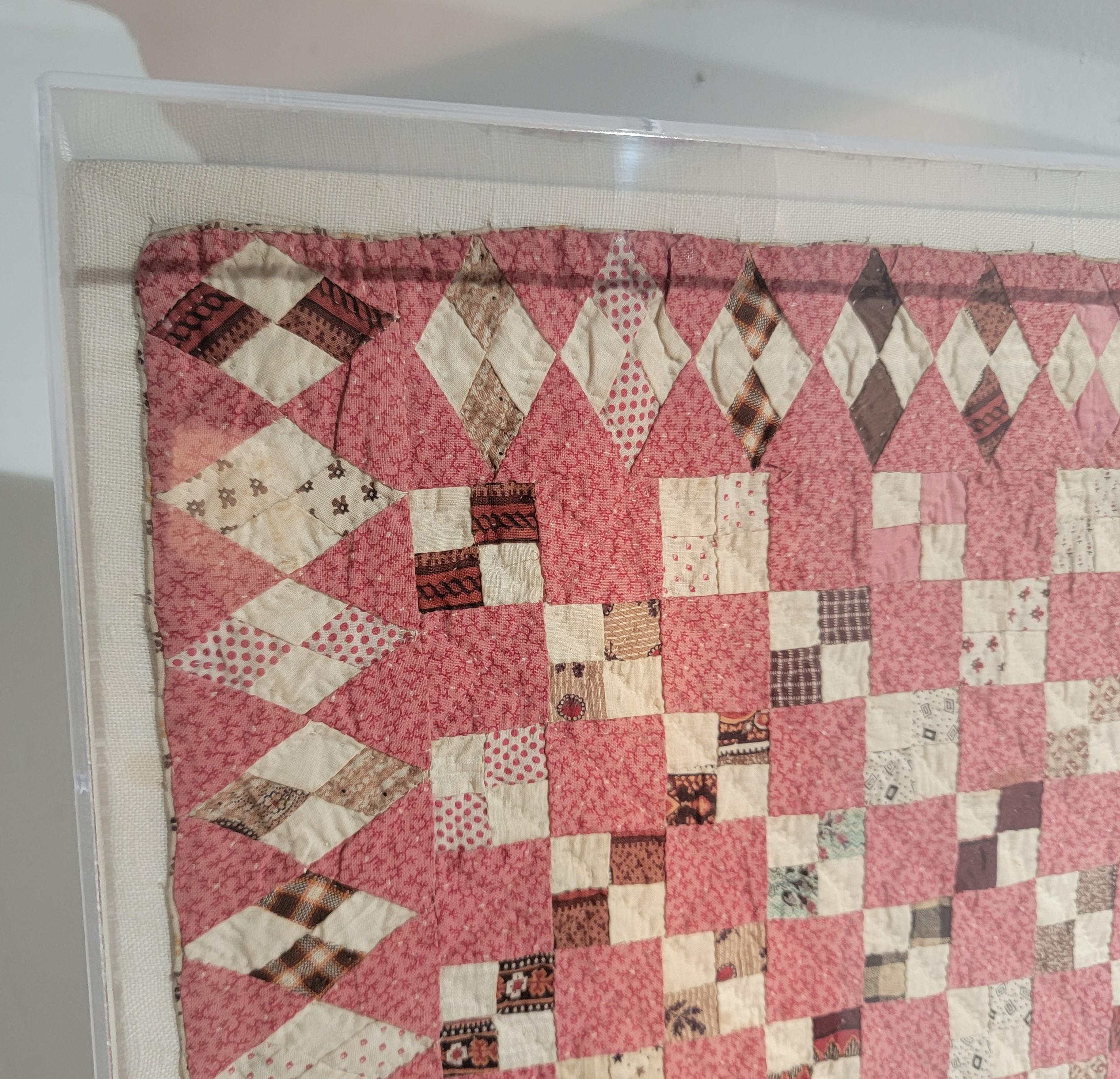 American  Pennsylvania  19Thc Mini Postage Stamp Crib Quilt For Sale