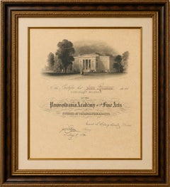 Pennsylvania Academy of the Fine Arts Honorary Membership Certificate, 1882