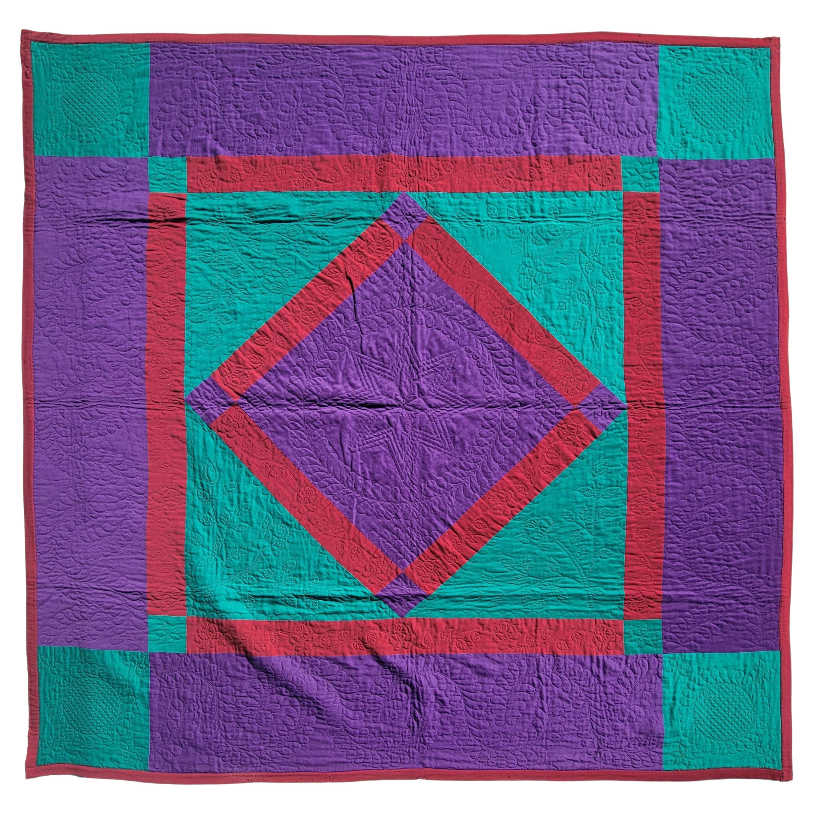 Pennsylvania Amish Wool Diamond in a Square Quilt