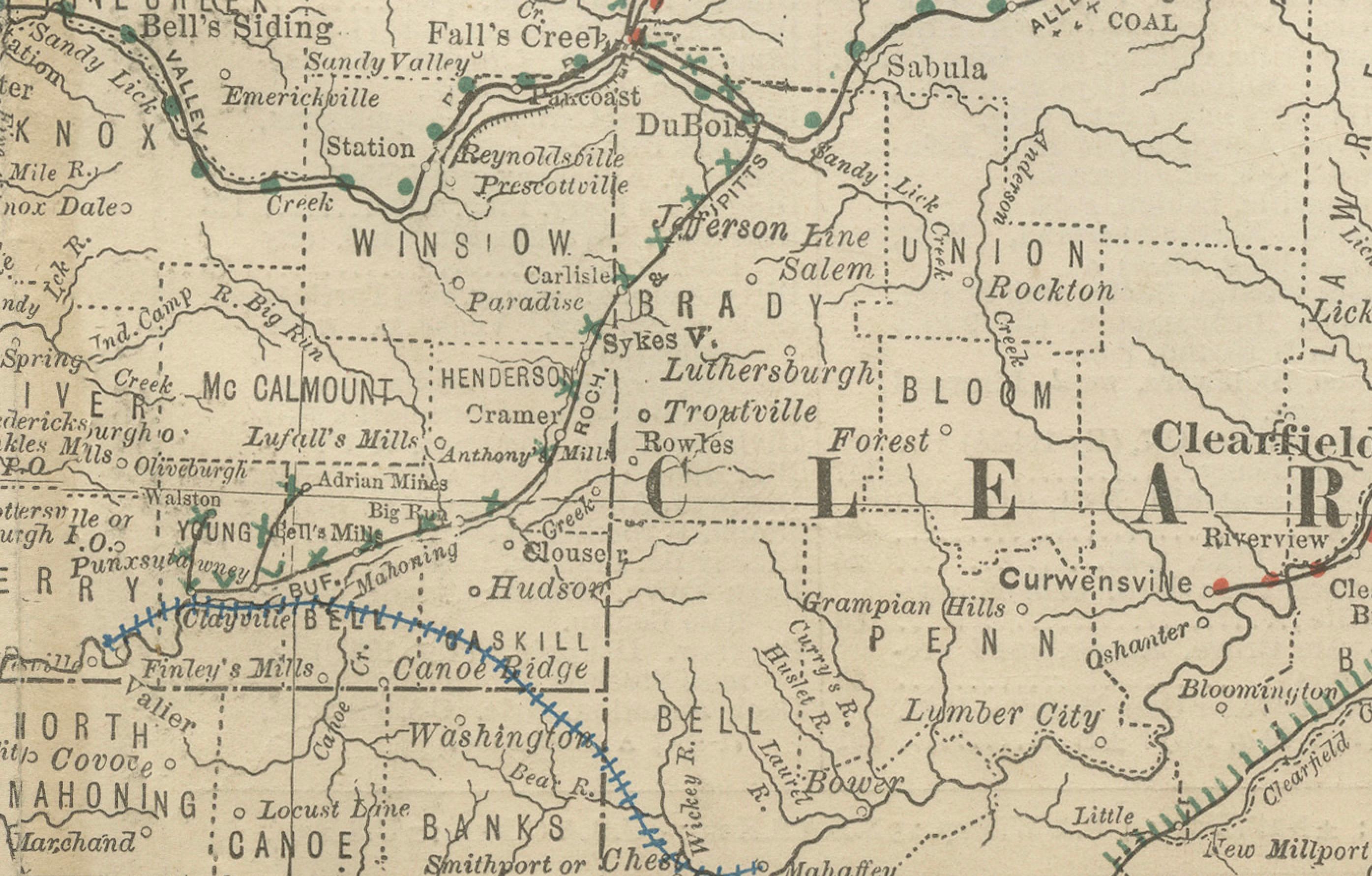 Pennsylvania Antique Map c.1888 – The Keystone State, Northwestern Counties For Sale 2