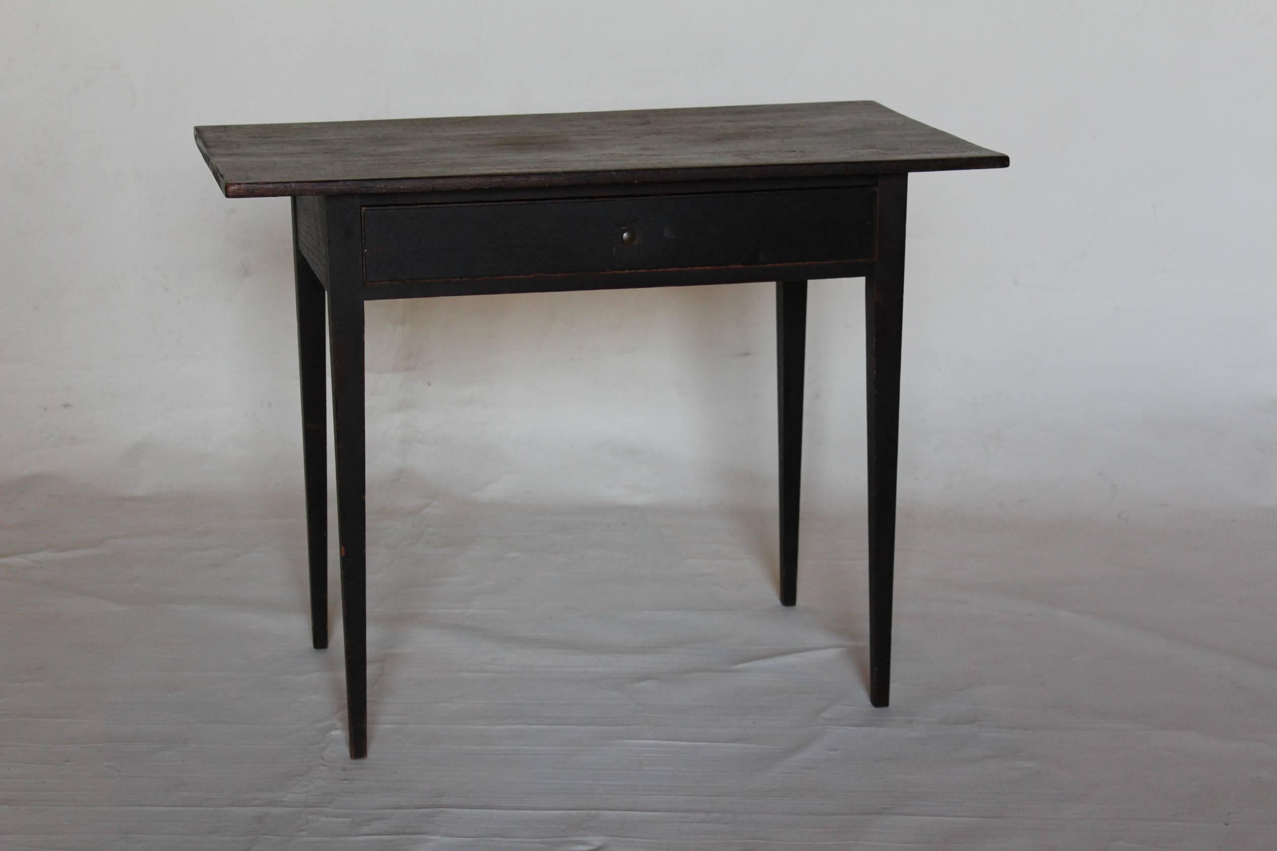Folk Art Pennsylvania Black-Painted Walnut Table with Drawer For Sale
