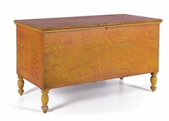 Pennsylvania Blanket Chest in Yellow & Orange Paint w/ Sponged Decoration