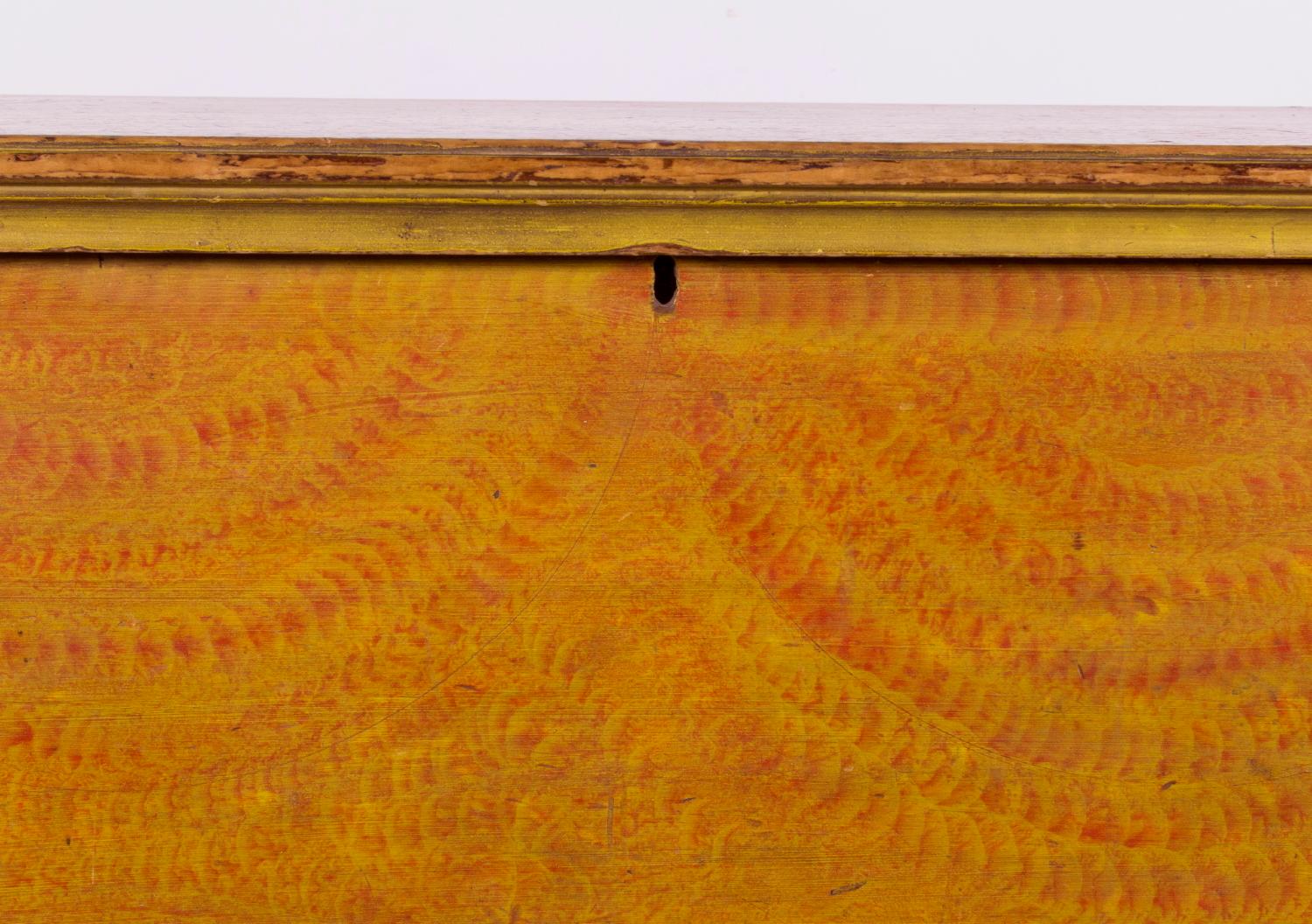 Pennsylvania Blanket Chest in Yellow & Orange Paint w/ Sponged Decoration In Good Condition In York County, PA