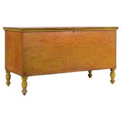 Pennsylvania Blanket Chest in Yellow & Orange Paint w/ Sponged Decoration