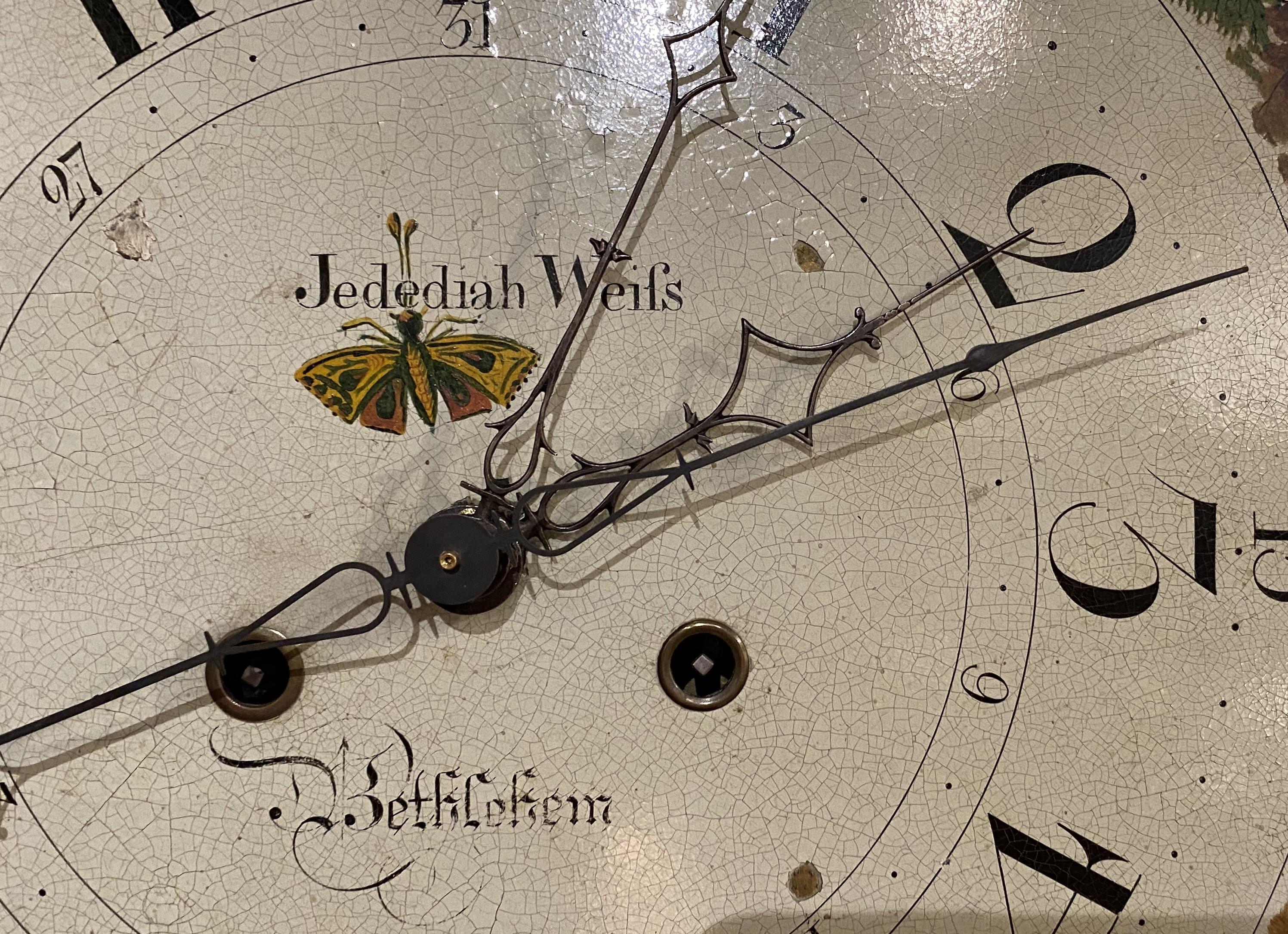 Pennsylvania Cherry Tall Case Clock, Jedediah Weiss, Bethlehem For Sale 3