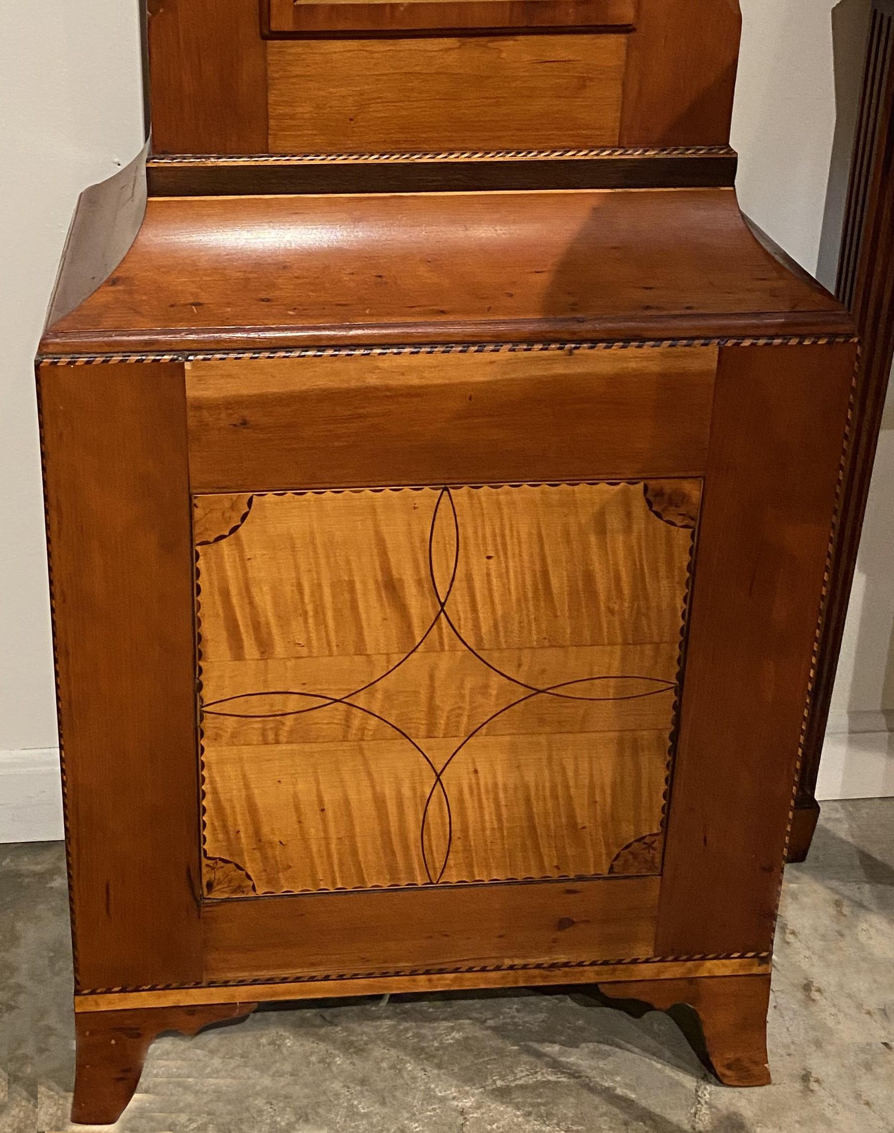 19th Century Pennsylvania Cherry Tall Case Clock, Jedediah Weiss, Bethlehem For Sale