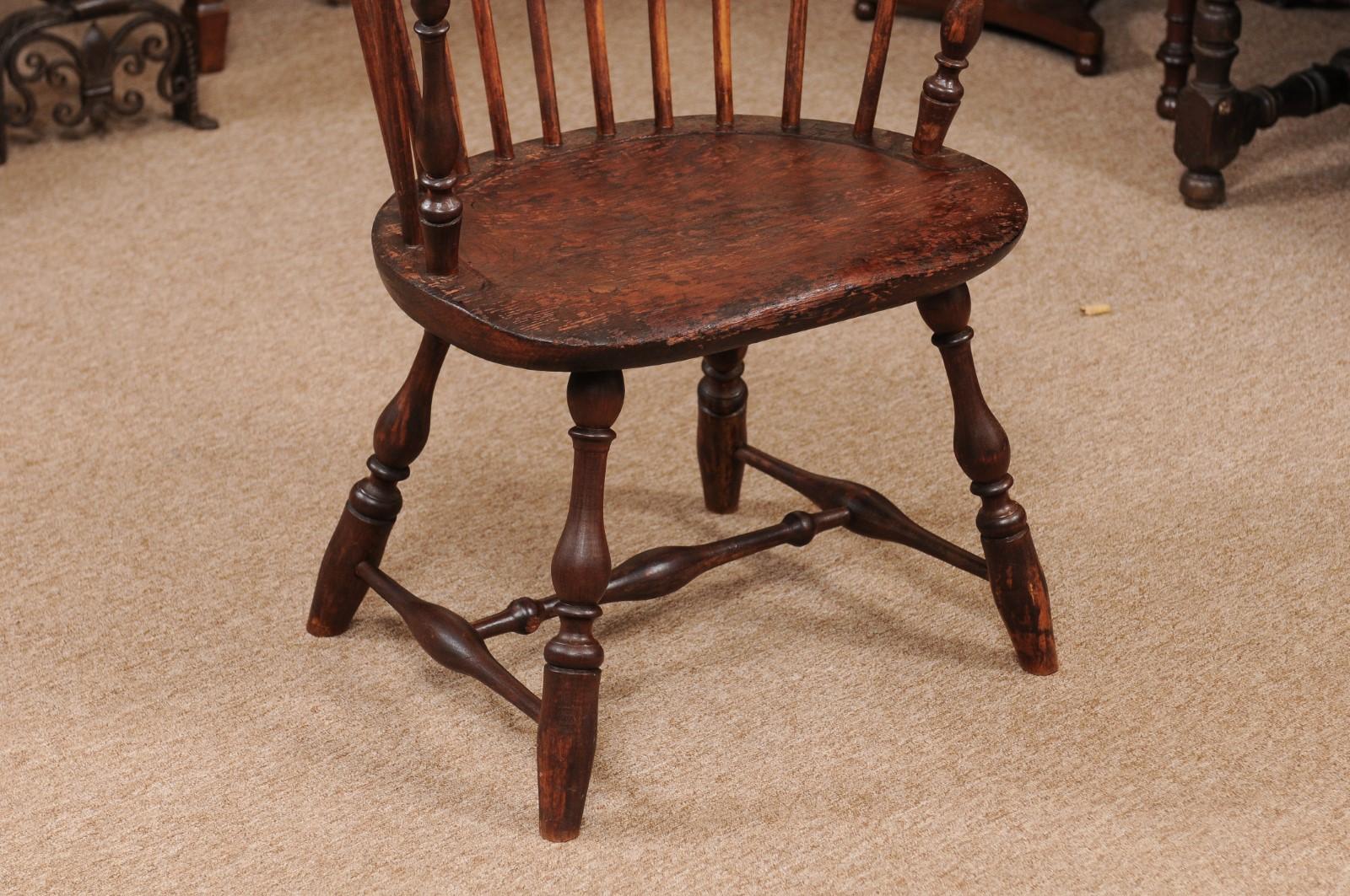 Pennsylvania Comb-Back Windsor Armchair in Pine and Fruitwood, 19th Century 3