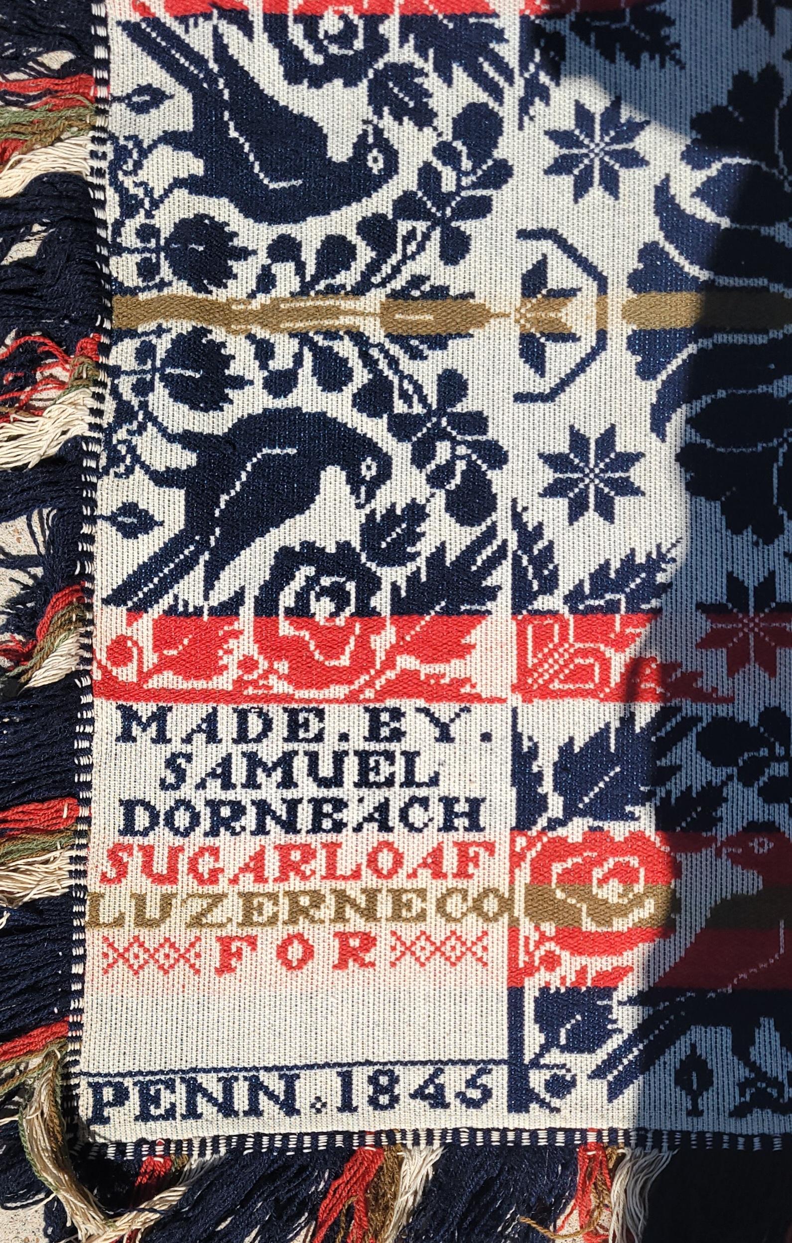 Pennsylvania Dated 1845 Woven Jacquard Coverlet For Sale 1
