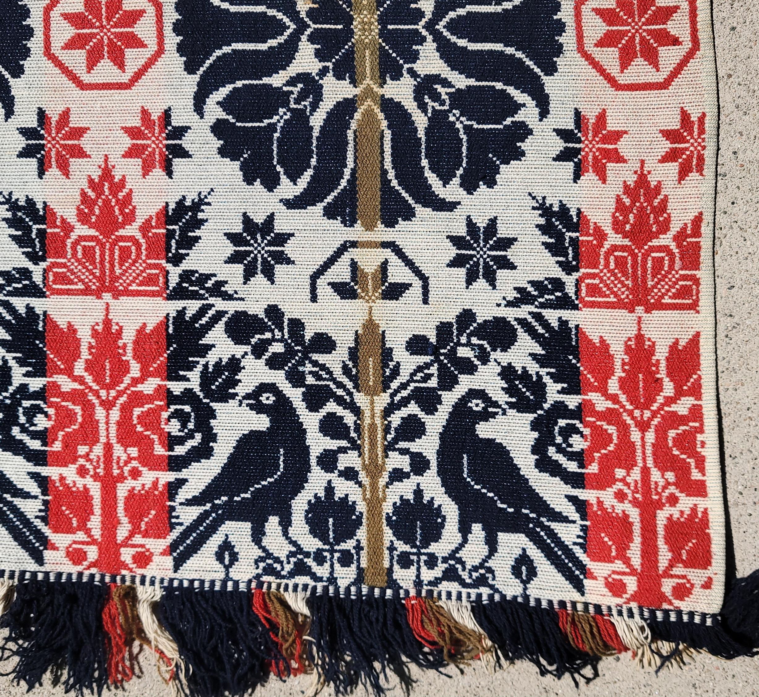 19th Century Pennsylvania Dated 1845 Woven Jacquard Coverlet For Sale