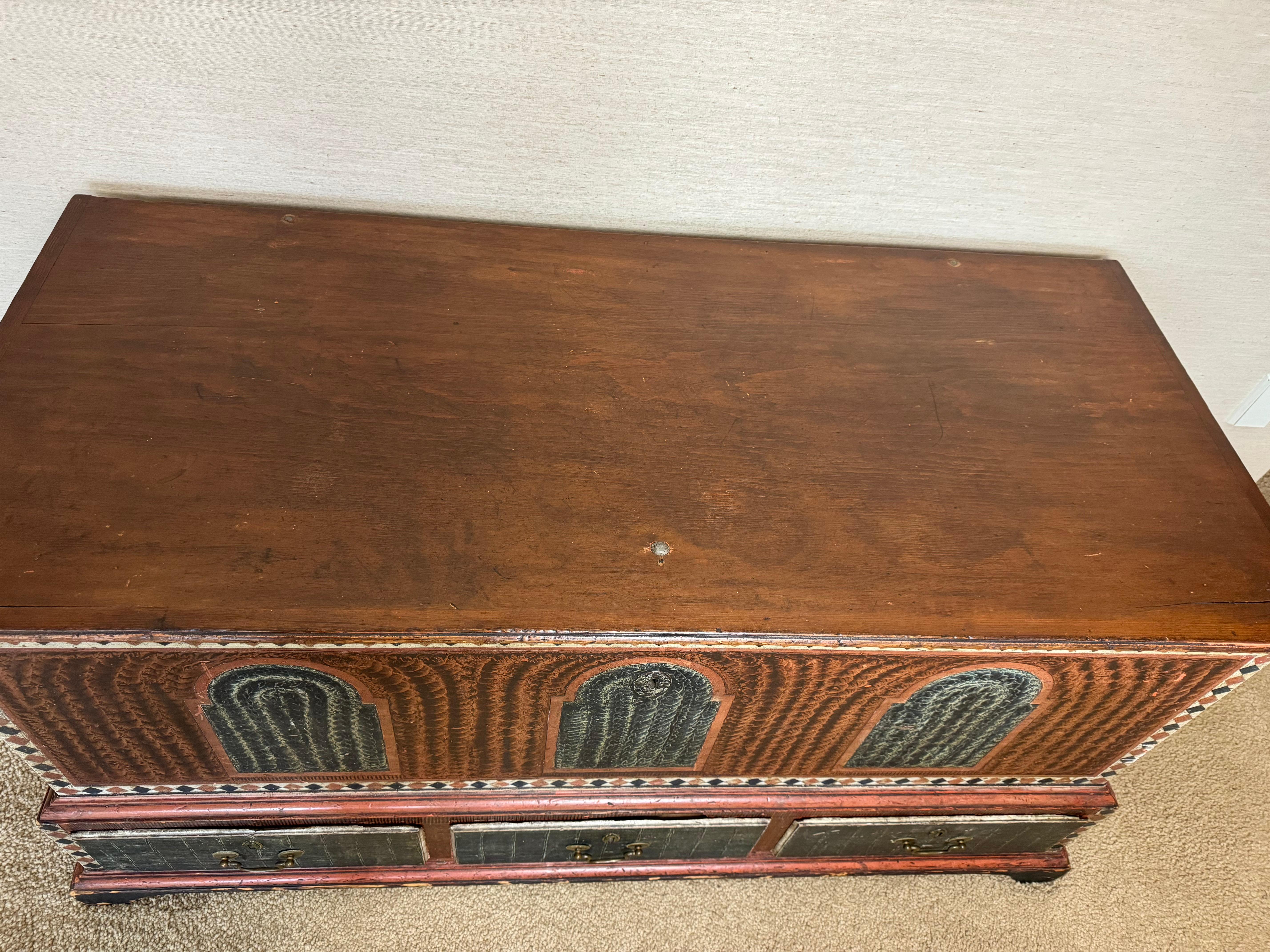Pennsylvania Dower Chest with drawers and tombstone panels For Sale 2