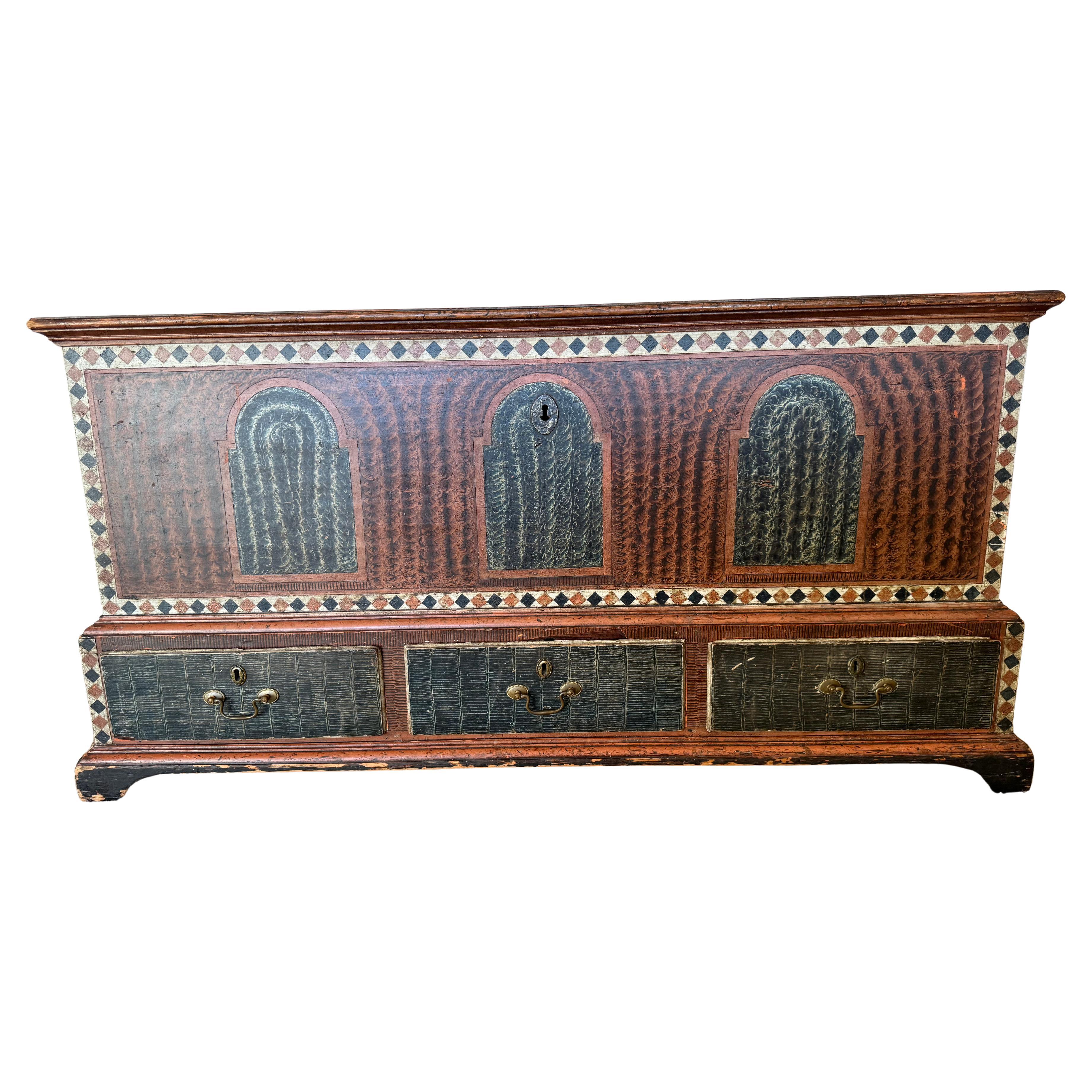 Pennsylvania Dower Chest with drawers and tombstone panels For Sale