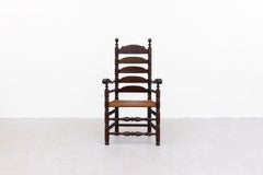 Pennsylvania Dutch Inspired Ladder Back Armchair with Rush Seat