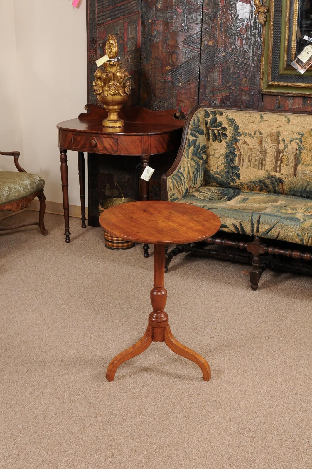 American Pennsylvania Federal Style Applewood Candle Stand, 19th Century