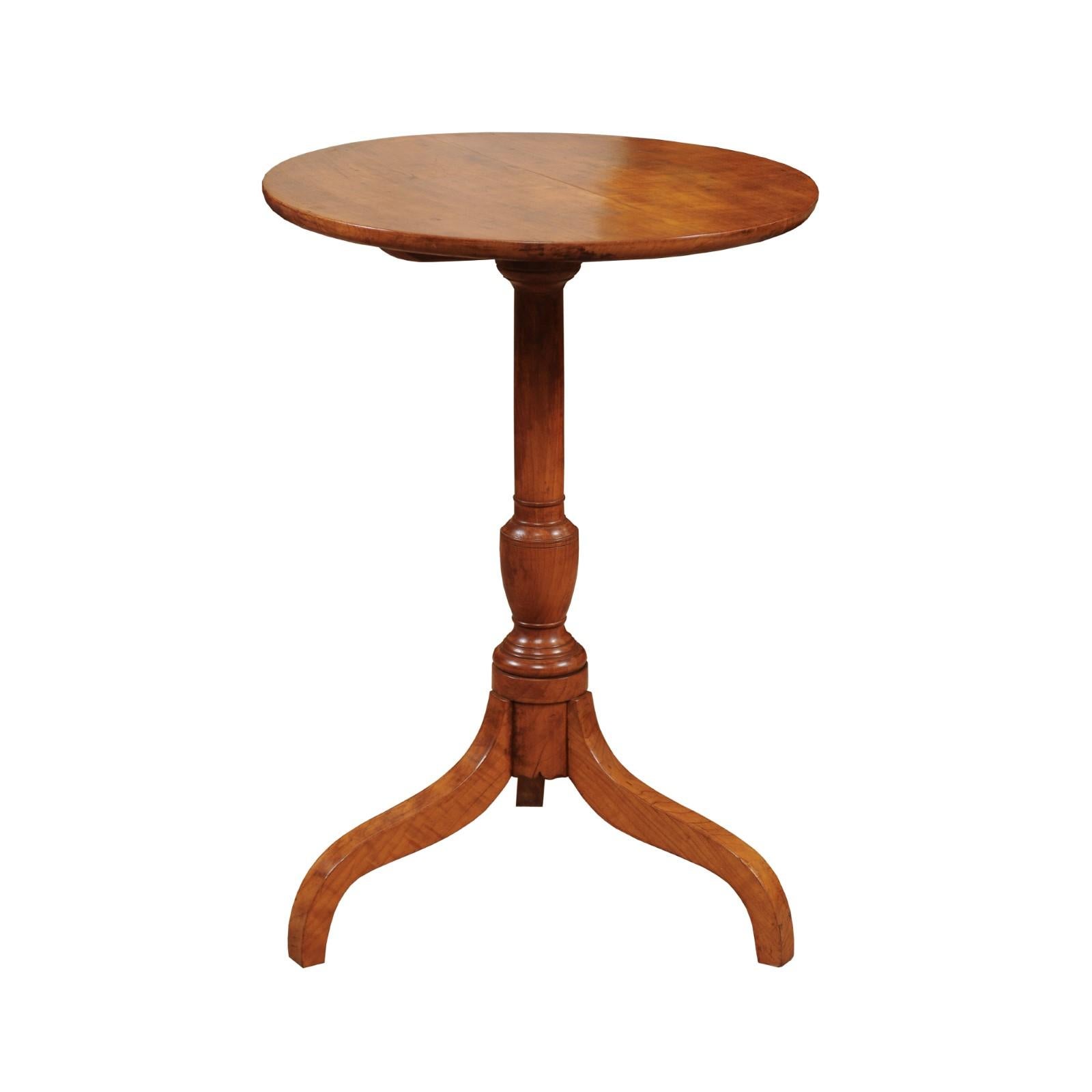 Pennsylvania Federal Style Applewood Candle Stand, 19th Century