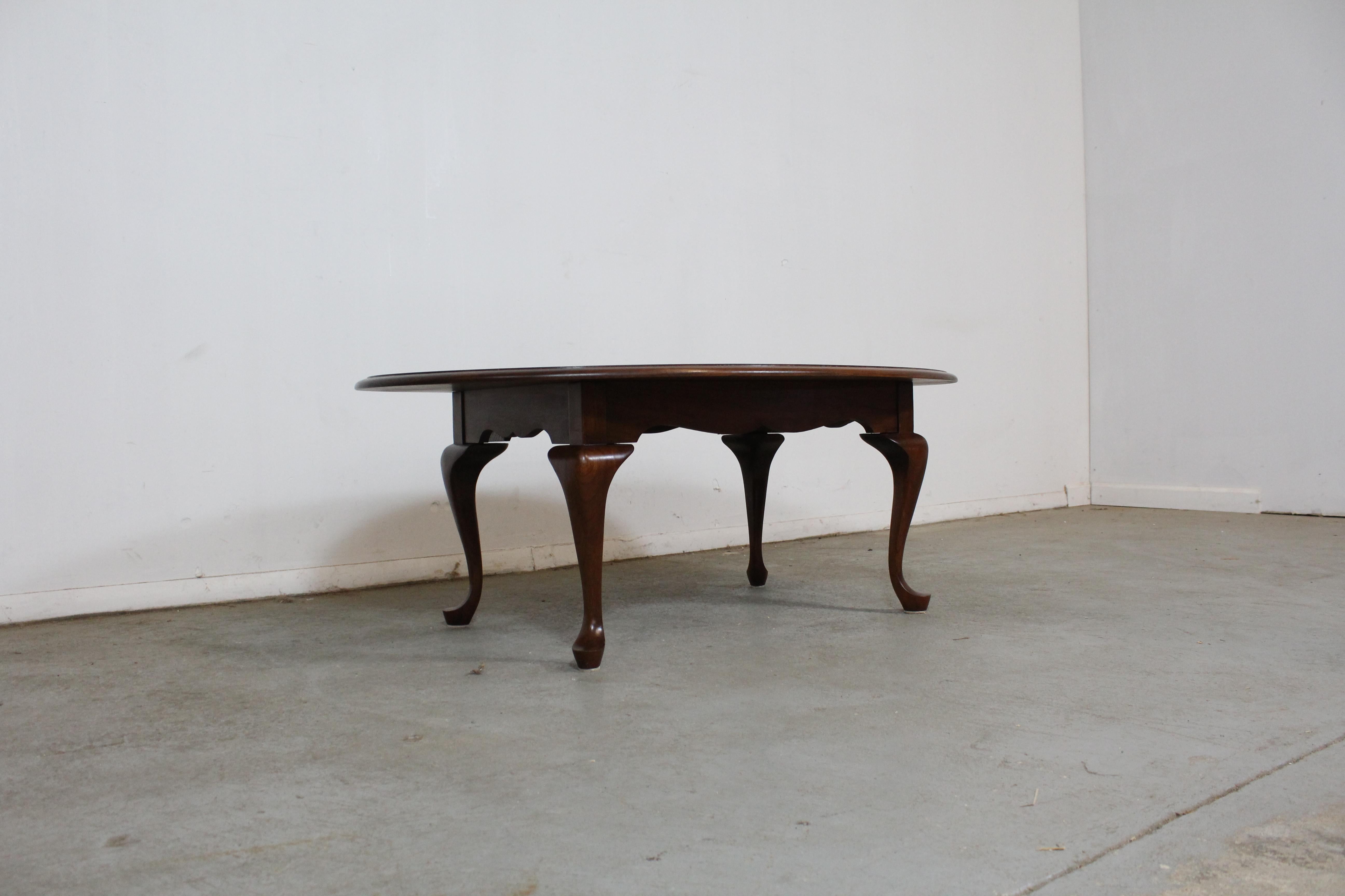 Pennsylvania House Cherry Queen Anne coffee table.

Offered is a cherry Queen Anne coffee table. It is not signed. The table shows some scratches and age wear. It's made of solid cherrywood.


Dimensions:

46