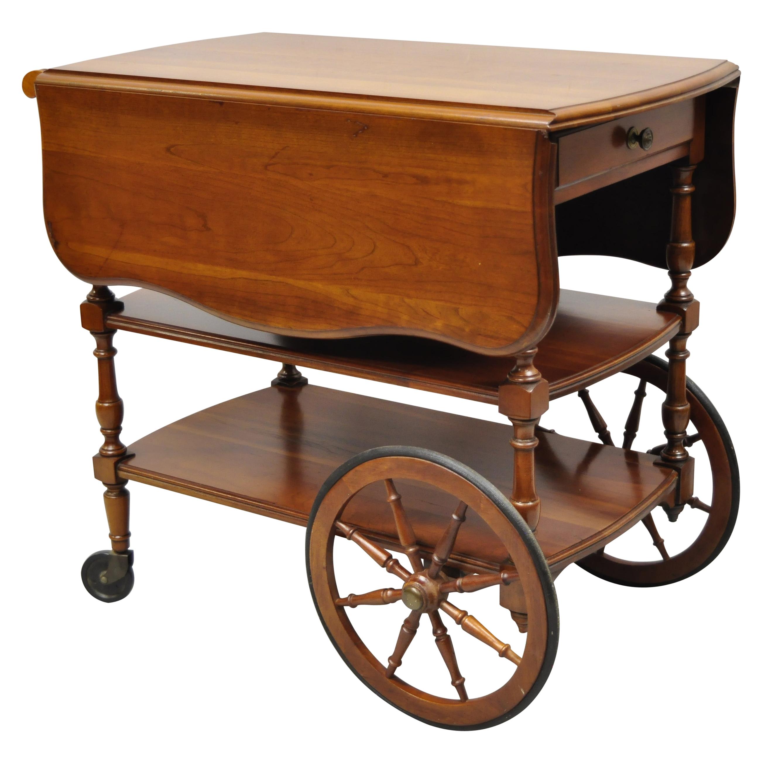 Pennsylvania House Cherry Wood Drop, Wooden Tea Carts With Wheels