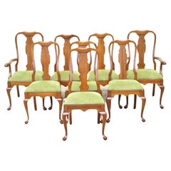Vintage Pennsylvania House Cherry Wood Queen Anne Style T-Back Dining Chairs - Set of 8