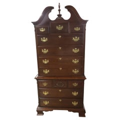Pennsylvania House Chippendale Cherry Chest on Chest Bonnet Top Dresser